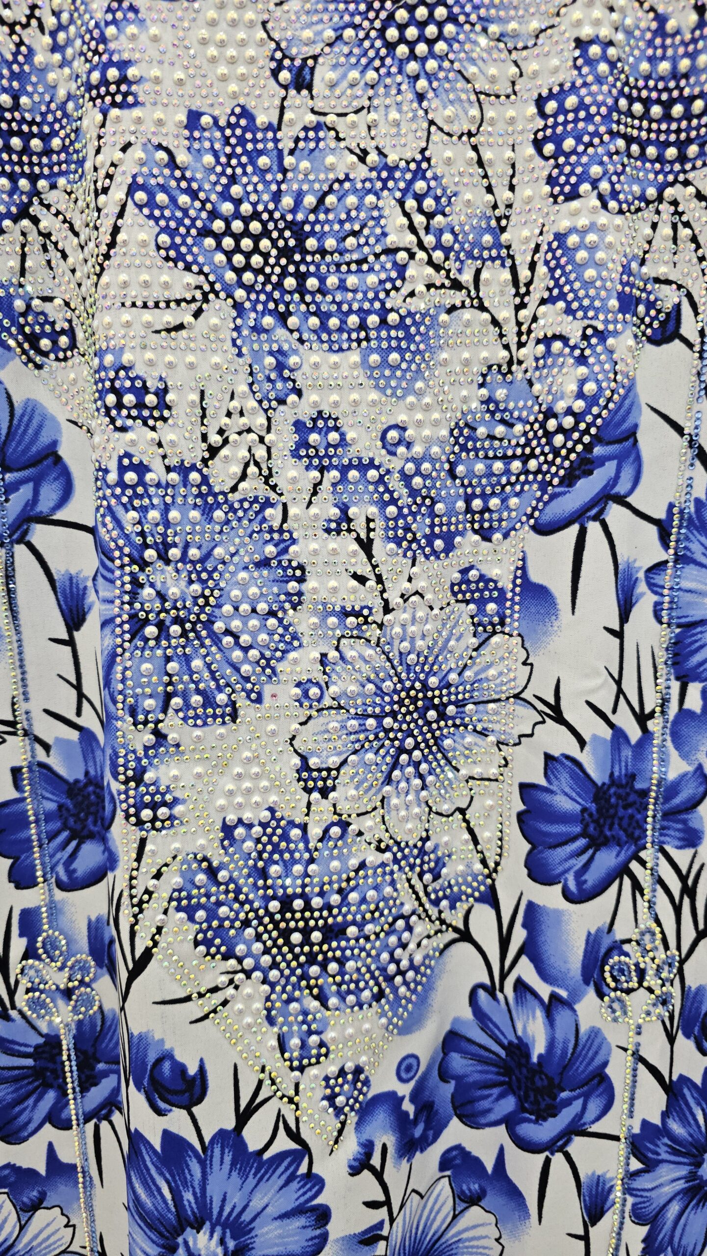 جلباب نسائي طويل بنقشة زهور زرقاء - الصورة 4