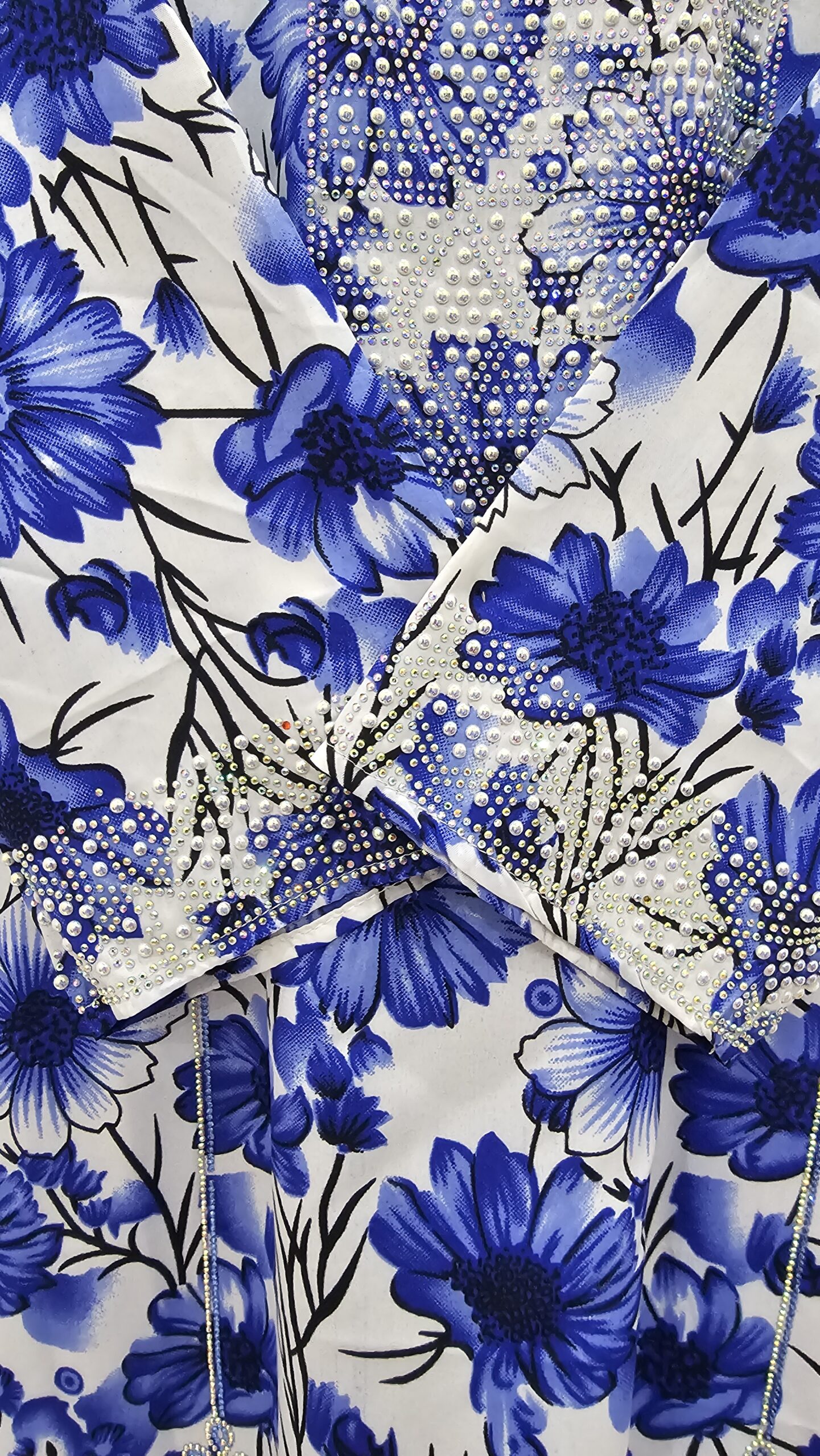 جلباب نسائي طويل بنقشة زهور زرقاء - الصورة 3