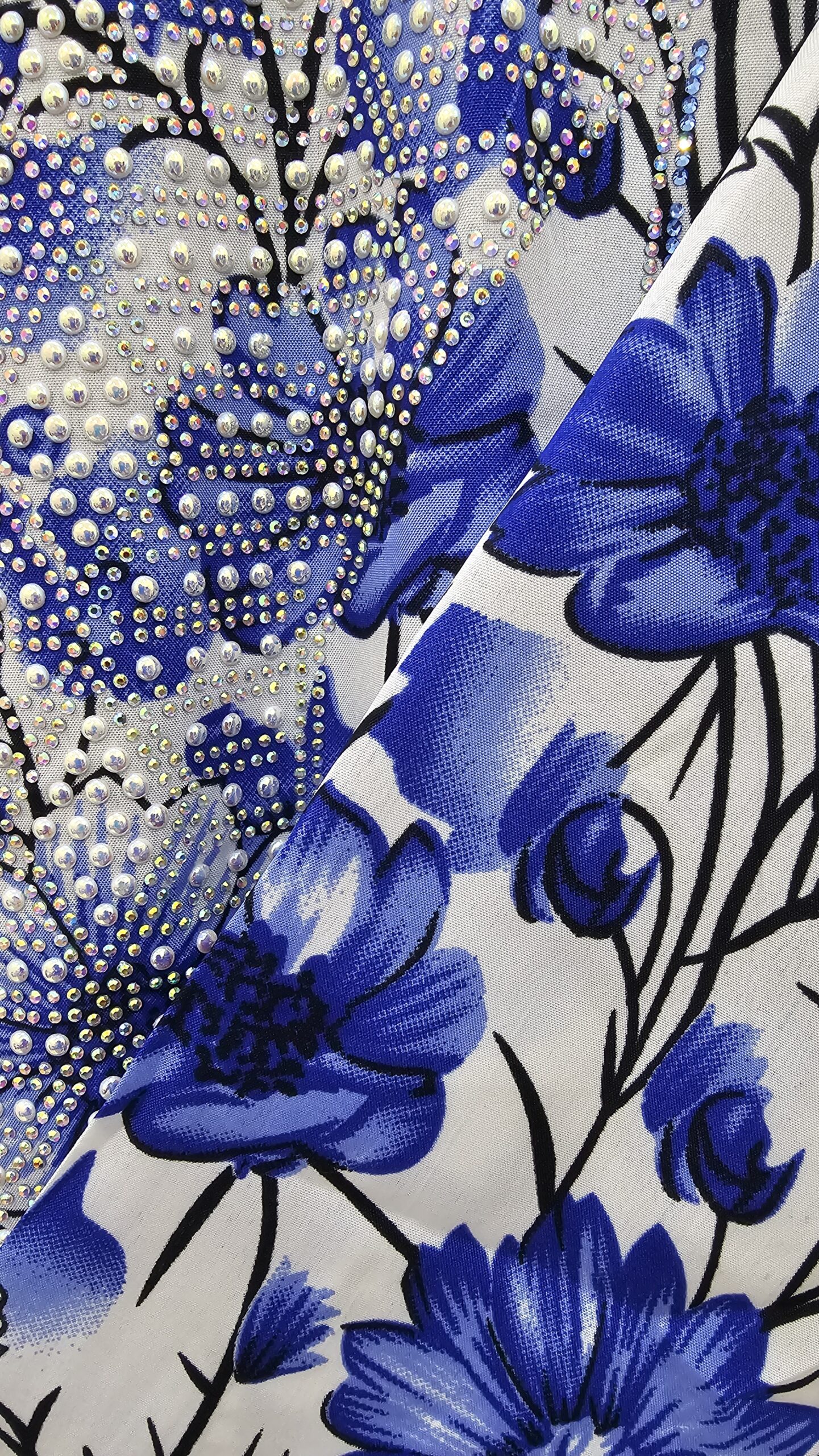 جلباب نسائي طويل بنقشة زهور زرقاء - الصورة 2