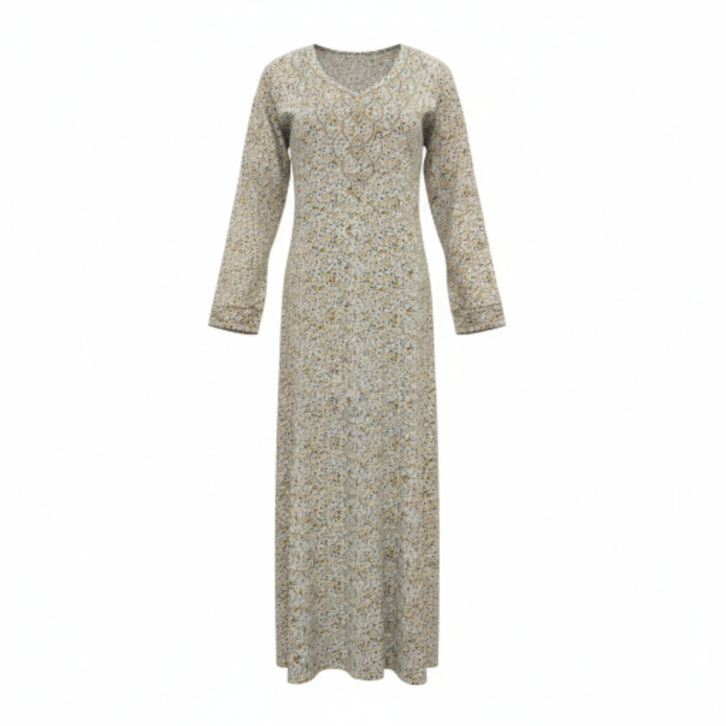 جلباب نسائي طويل مطرز بنقشة ناعمة