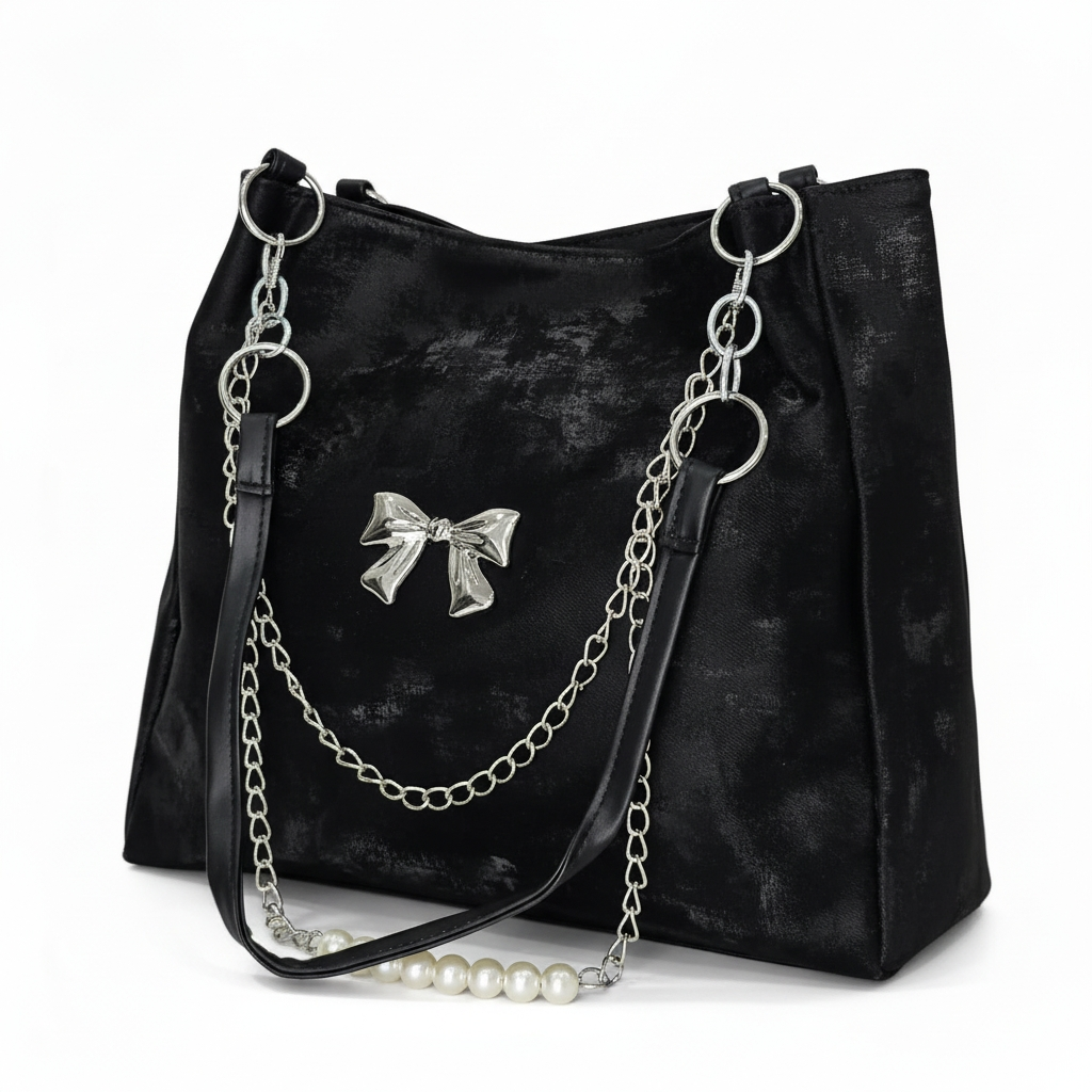 شنطة كتف أنيقة بسلسلة معدنية ولمسة لؤلؤ - الصورة 2