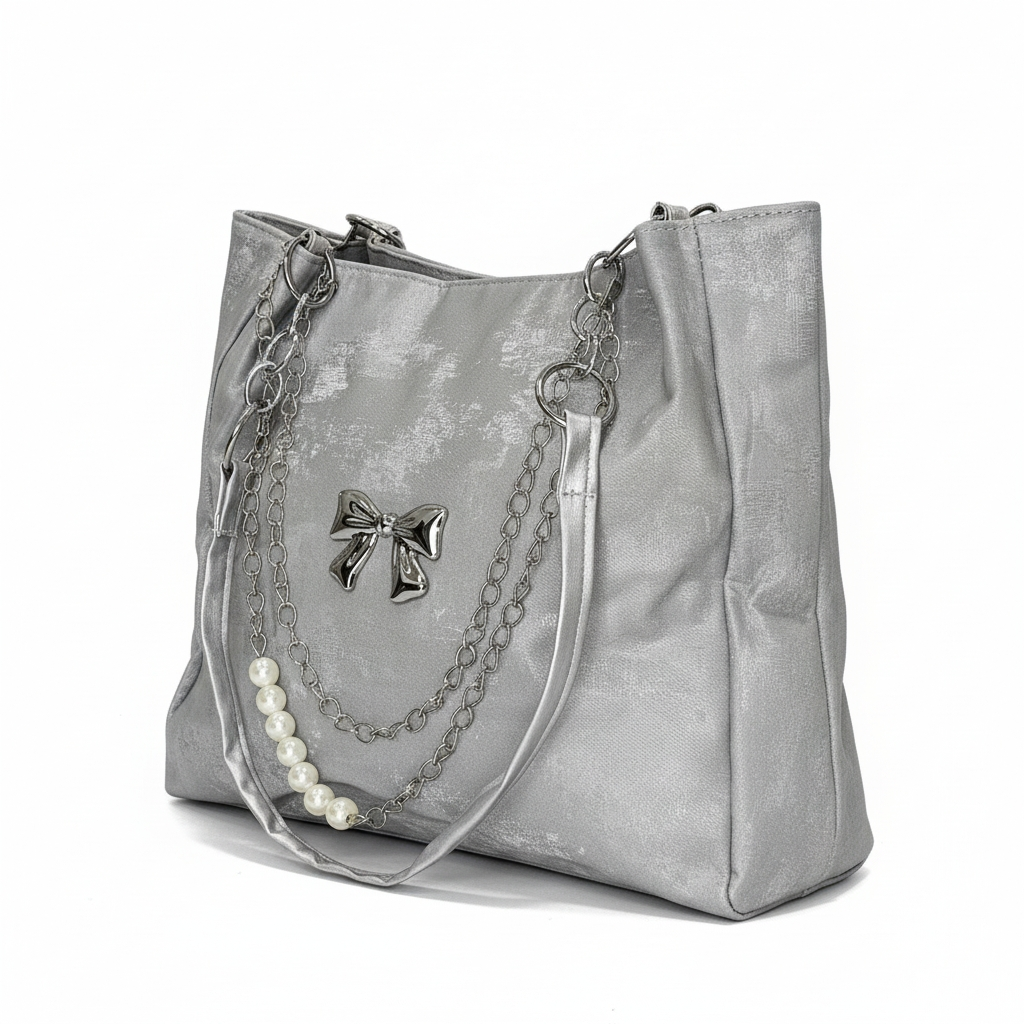 شنطة كتف أنيقة بسلسلة معدنية ولمسة لؤلؤ - الصورة 4