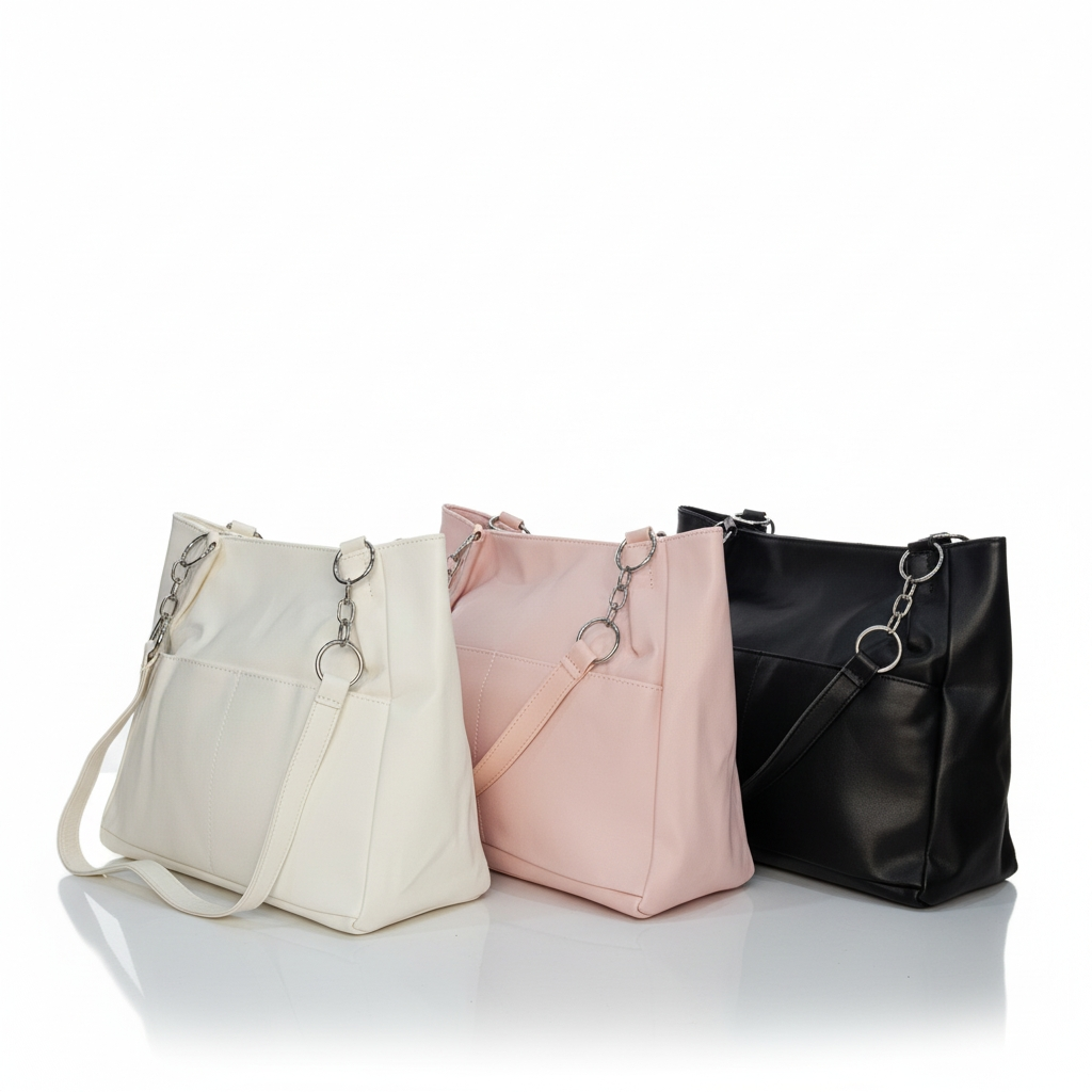 شنطة جلد نسائية مع جيب خارجي