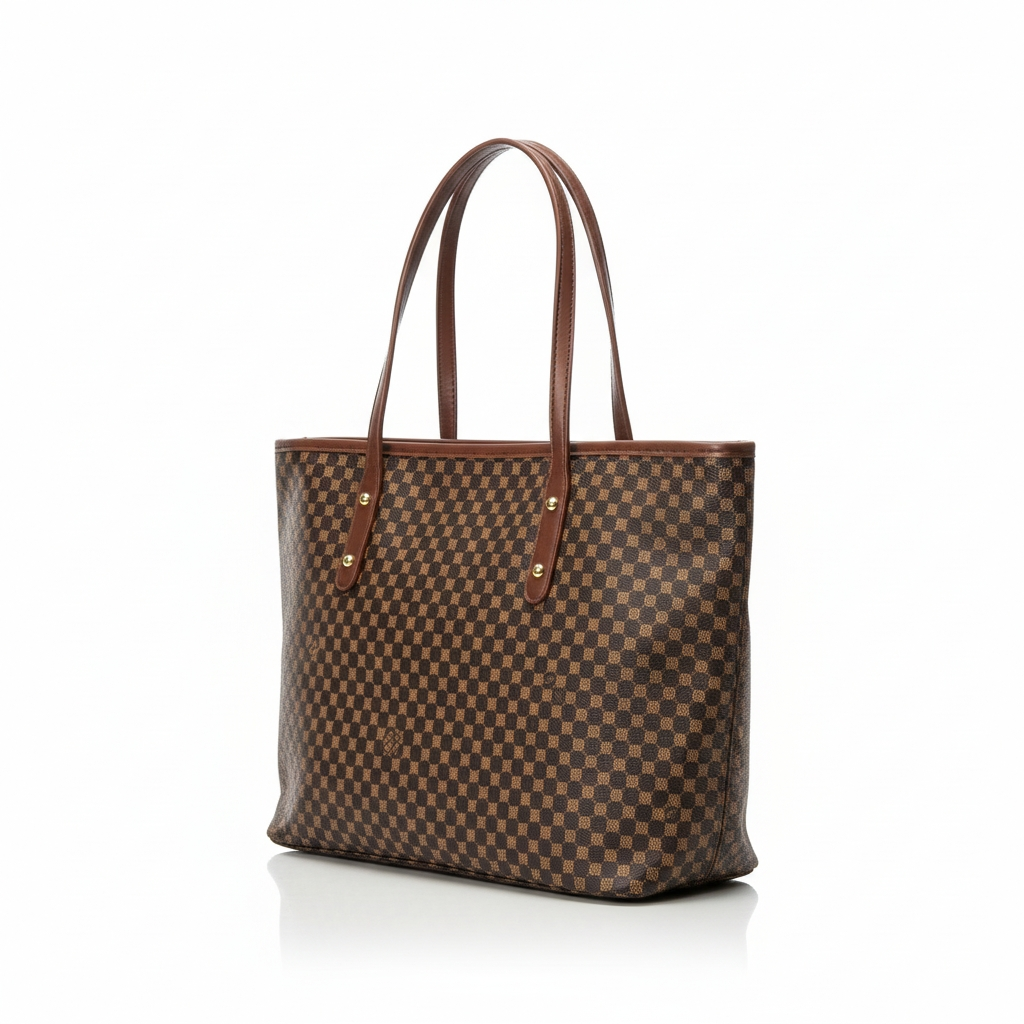 شنطة جلد نسائية كبيرة – تصميم مربعات أنيق - الصورة 3