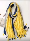 طرحة (وشاح) صفراء وزرقاء متباينة