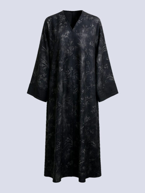 عباية نسائية بنقش السنابل الداكنة