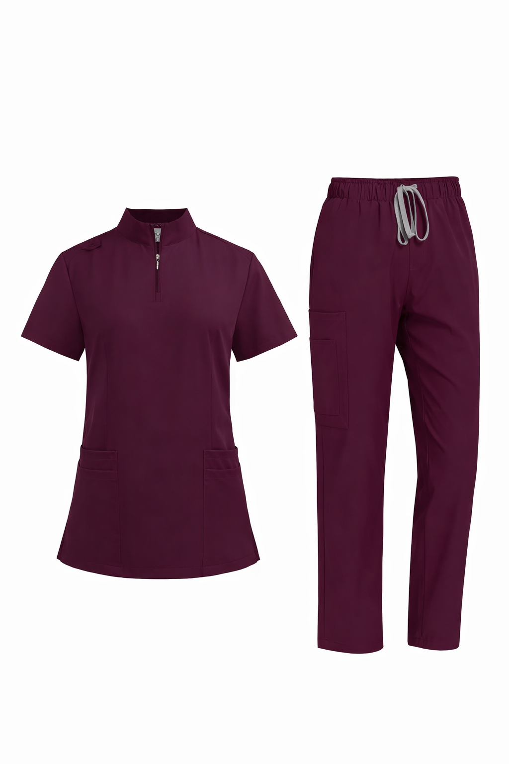 طقم سكراب نسائي بسحّاب نصف – لون قرمزي