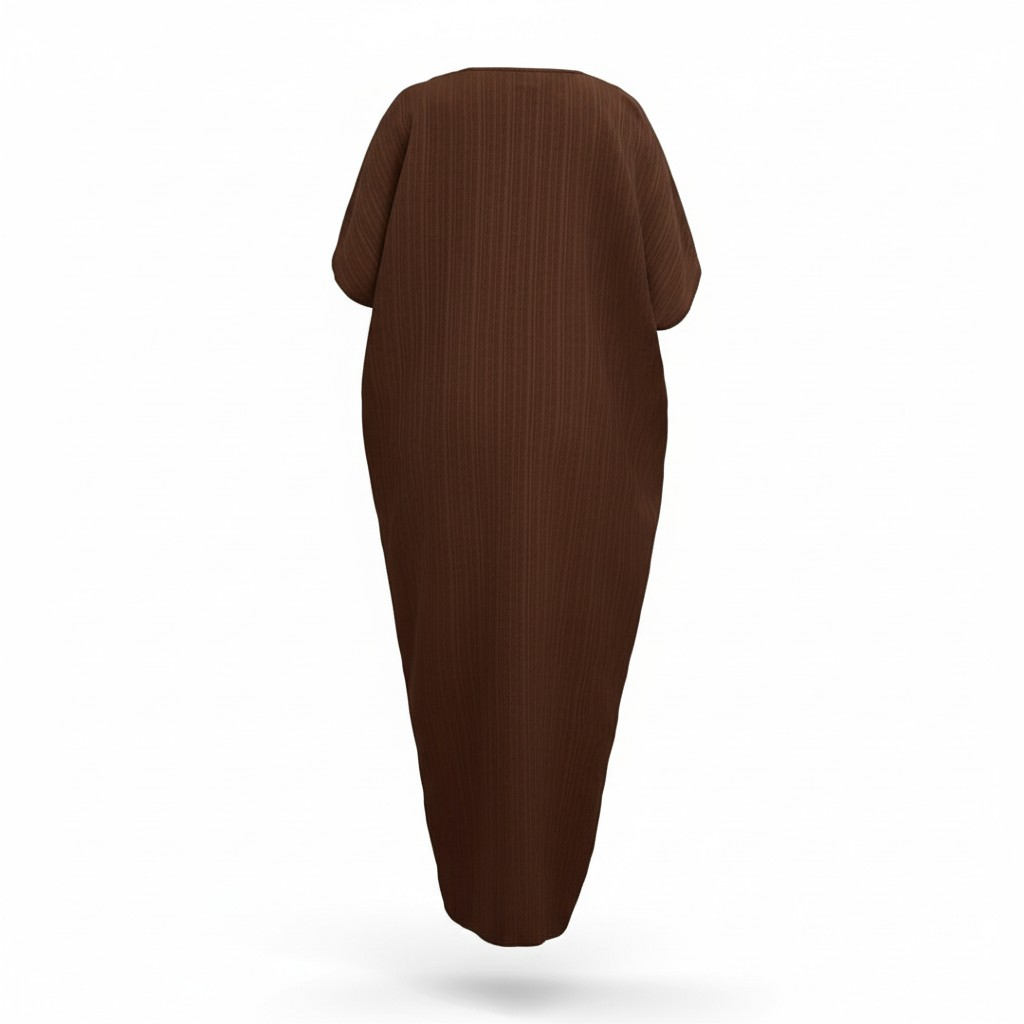 فستان نسائي طويل بتصميم بسيط أنيق – لون قهوة بني - الصورة 2