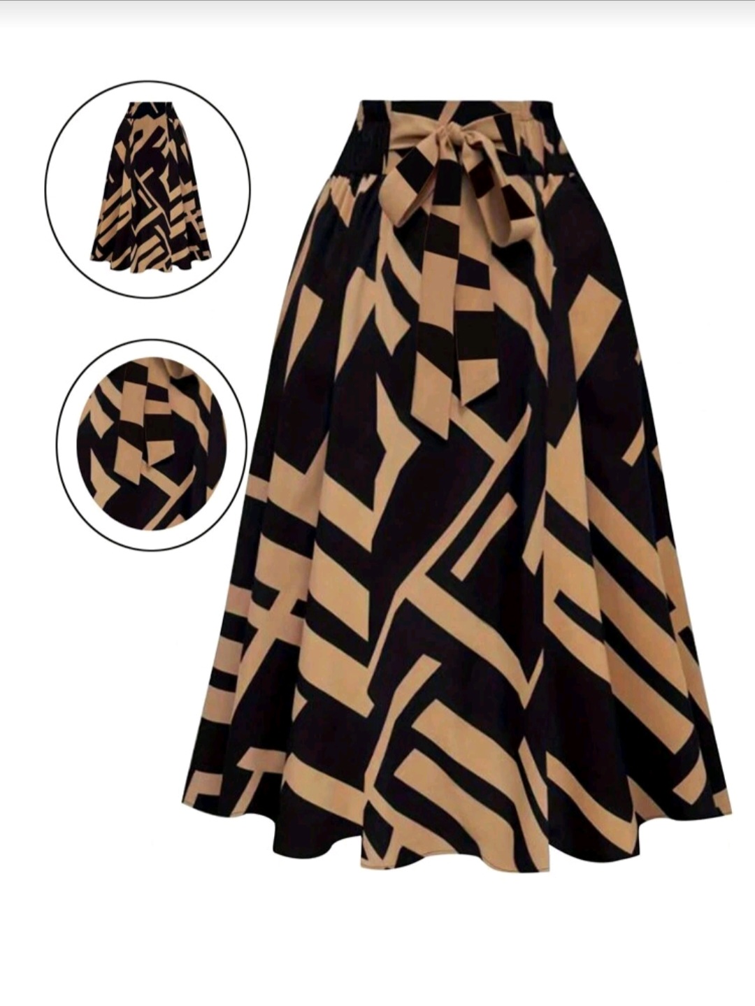 اسكيرت نسائي طويل بربطة خصر ونقشة عصرية - الصورة 4