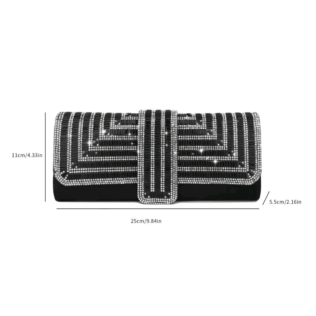 حقيبة كلتش نسائية فاخرة مرصعة بالراين ستون بتصميم مغلف أنيق - الصورة 2