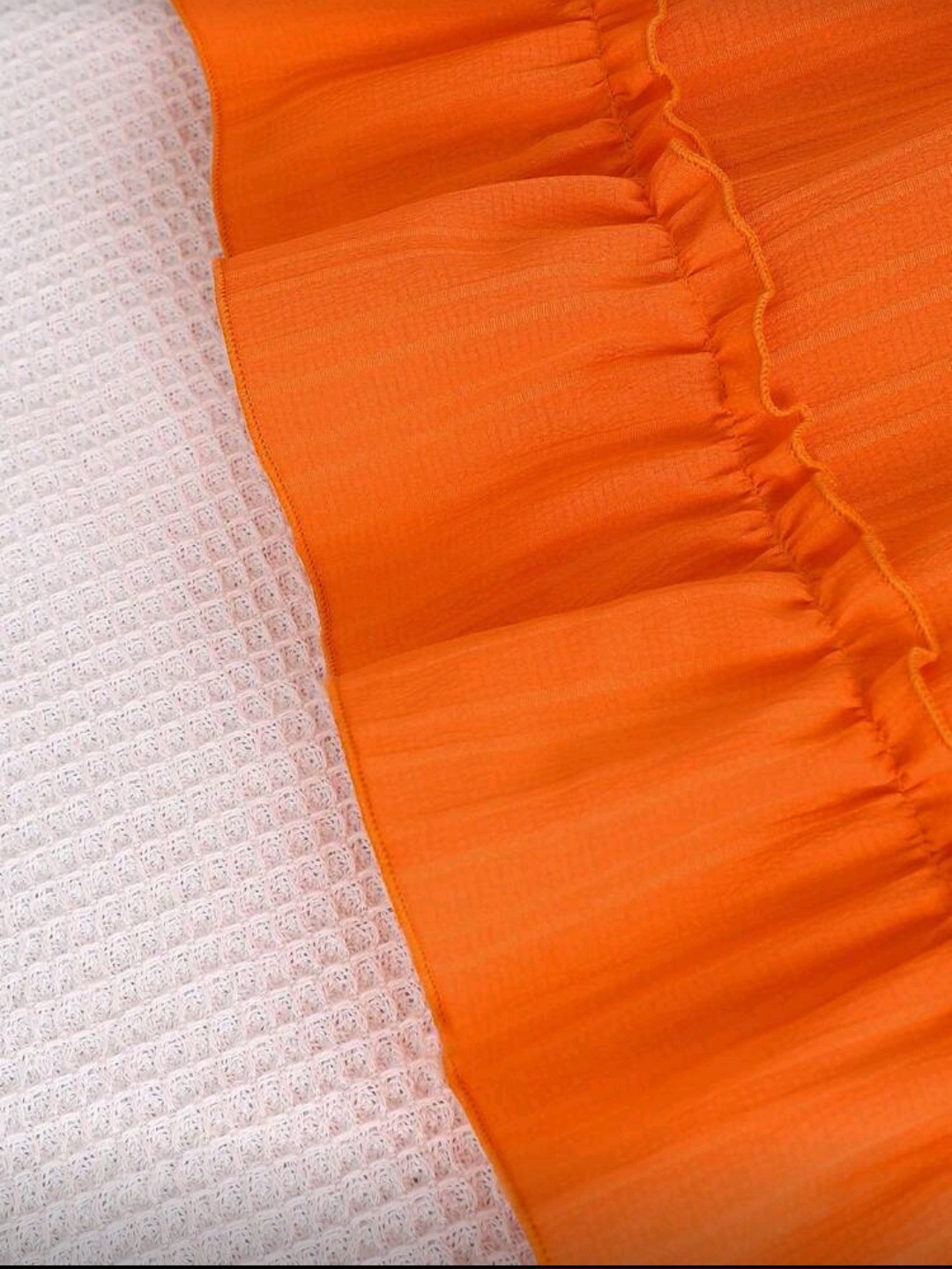 فستان أطفال بناتي برتقالي مزين بالزهور مع ربطة شعر - الصورة 6