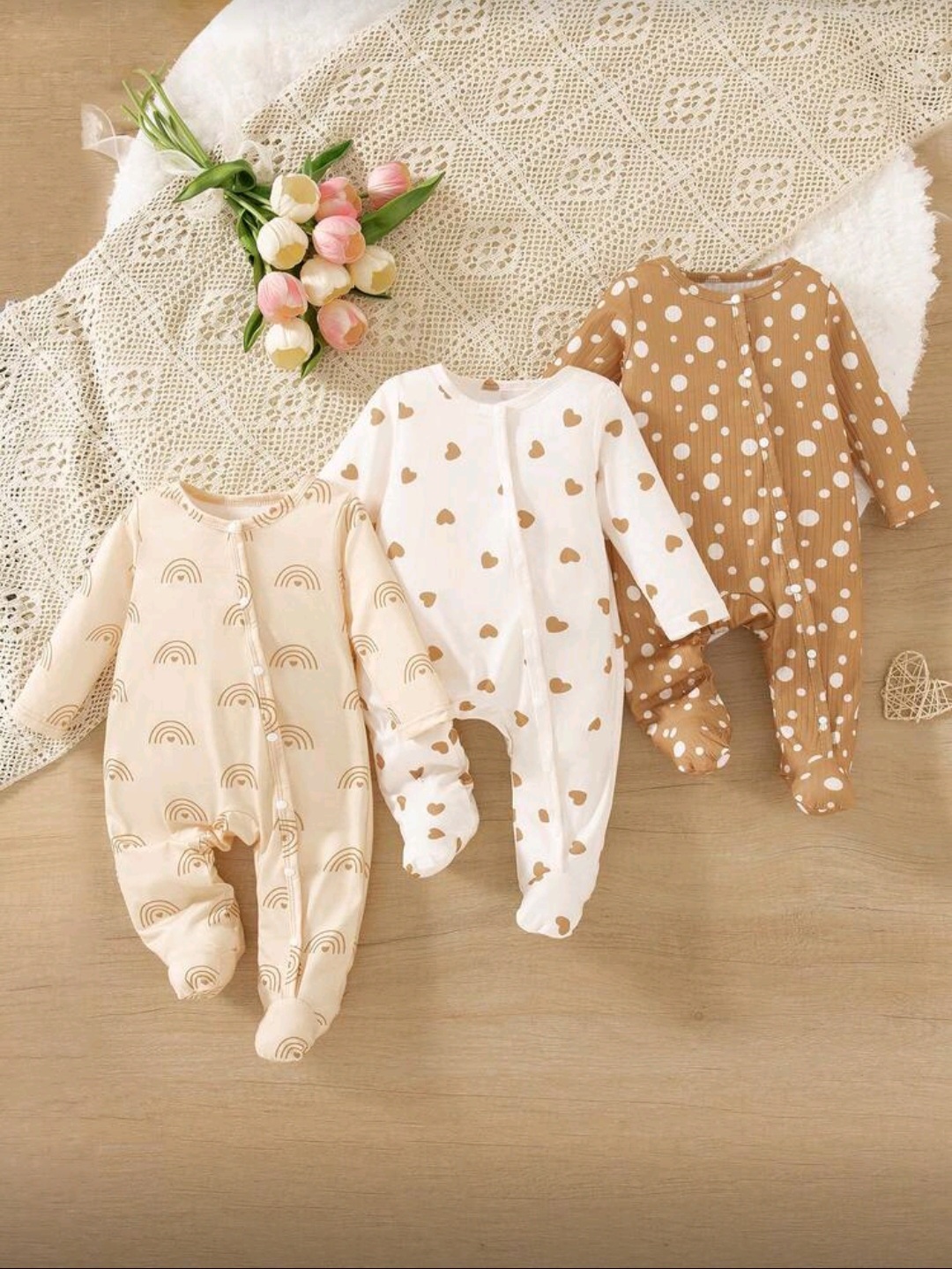 بدلة أطفال حديثي الولادة بطبعات لطيفة – ثلاث تصاميم