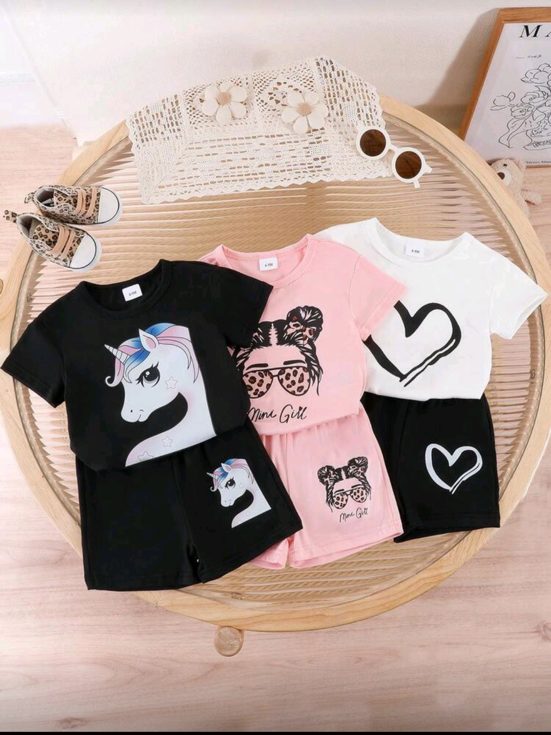 طقم صيفي مريح للبنات (تيشيرت + شورت) - الصورة 3