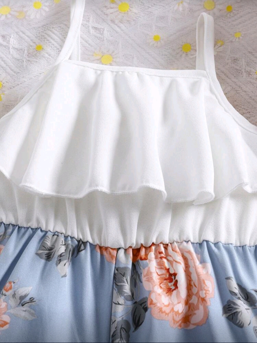 طقم بنات صيفي أنيق بطبعة زهور باللون الأزرق السماوي - الصورة 5