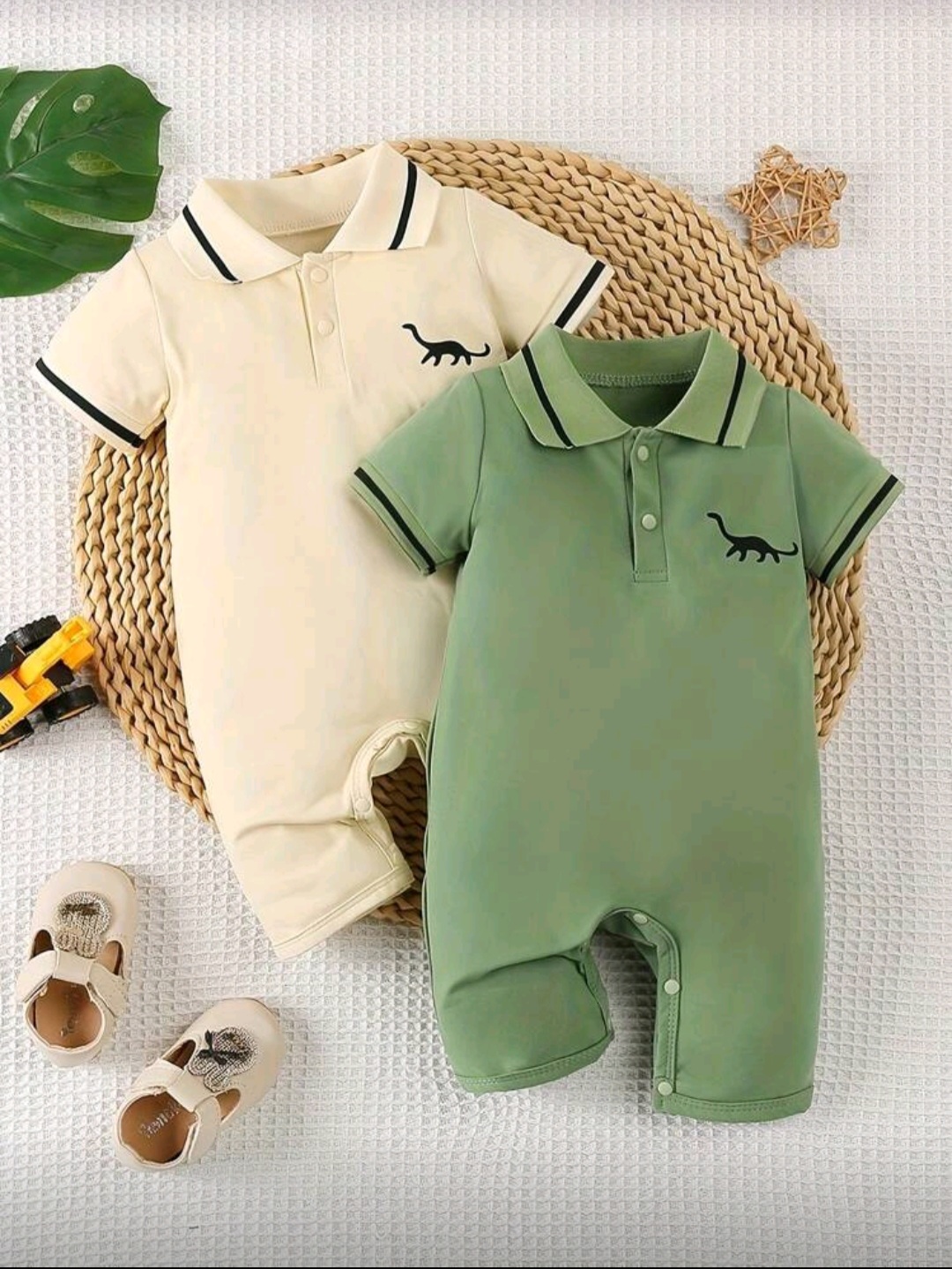 جمبسوت أطفال بولو بتصميم ديناصور قطعتين - الصورة 10